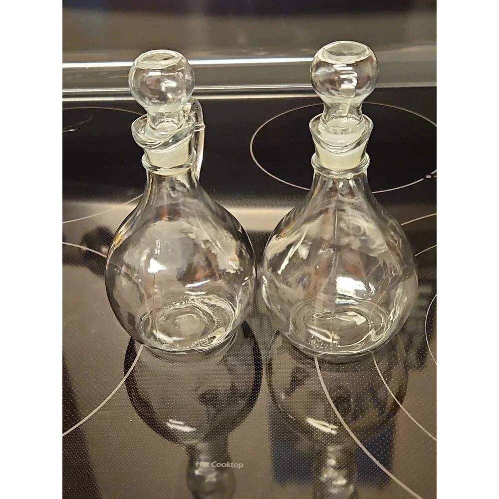 Vintage Anchor Hocking Cruet Set W/ Stoppers Oil & Vinegar Serving Set